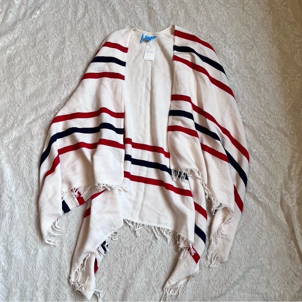NWT J. McLaughlin Colette fringed striped poncho